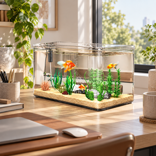 Aquarium design panoramique avec filtration intégrée
